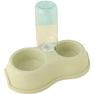 ANNAM Double bowl with water bottle holder 28.5 cm ( without bottle), green - Dog Bowl