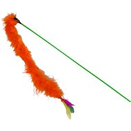 ANNAM Cat teaser with feather rod 50 cm + 45 cm long feather, orange - Cat Toy