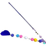 ANNAM Teether with pom pom string 40 cm, purple - Cat Toy