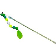ANNAM Teaser with pom pom string and feather 40 cm, green - Cat Toy