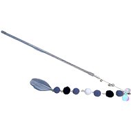 ANNAM Teaser with pom pom string and feather 40 cm, grey - Cat Toy