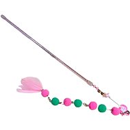 ANNAM Teaser with pom pom string and feather 40 cm, pink - Cat Toy