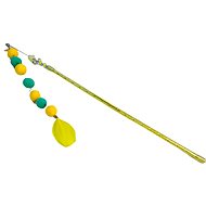 ANNAM Teaser with pom pom string and feather 40 cm, yellow - Cat Toy