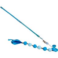 ANNAM Teaser with pom pom string and feather 40 cm, blue - Cat Toy