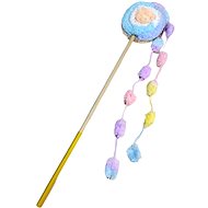 ANNAM Teether with pom pom string 50 cm, yellow - Cat Toy