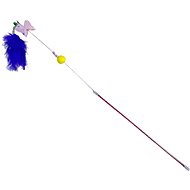 ANNAM Cat teaser with feathers 60 cm, purple - Cat Toy