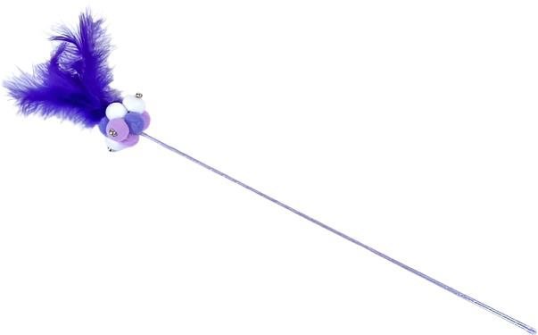 ANNAM Fluffy teaser for cats 55 cm, purple - Cat Toy
