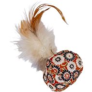 ANNAM Plush ball with feathers 15 cm, brown - Cat Toy