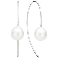 ANNA PERLY Modern women' s dangle earrings made of rhodium silver with genuine Kasumi pearls (Ag - Earrings