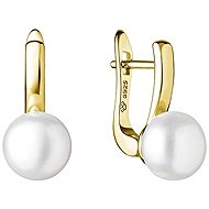 ANNA PERLY Timeless women' s dangle earrings made of gold-plated silver with white sweet pearl ( - Earrings