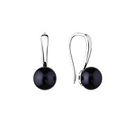 ANNA PERLY Simple and elegant silver earrings with black pearl (Ag 925/1000; 4.8 g) - Earrings
