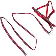 ANNAM Small reflective leash with harness, leash 150 cm, harness circumference 30-40 cm, red - Leash