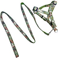 ANNAM Small reflective leash with harness, leash 150 cm, harness circumference 30-40 cm, green - Leash