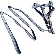 ANNAM Small reflective leash with harness, leash 150 cm, harness circumference 30-40 cm, grey - Leash