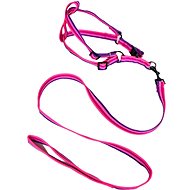 ANNAM Leash set with harness 2 cm, circumference 45-60 cm, leash 118 cm, pink - Leash