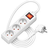AlzaPower extension cord 230V 3 sockets 1,5m with switch white - Extension Cable