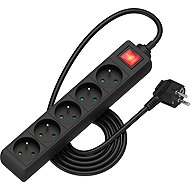 AlzaPower extension cord 230V 5 sockets switch 1.5m black - Extension Cable