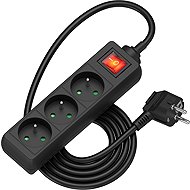AlzaPower extension cord 230V 3 sockets switch 2m black - Extension Cable