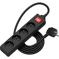 AlzaPower extension cord 230V 4 sockets switch 2m black - Extension Cable