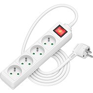 AlzaPower extension cord 230V 4 sockets switch 2m white - Extension Cable