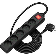 AlzaPower extension cord 230V 5 sockets switch 2m black - Extension Cable