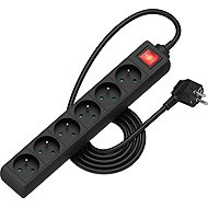 AlzaPower extension cord 230V 6 sockets switch 2m black - Extension Cable