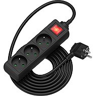 AlzaPower extension cord 230V 3 sockets switch 3m black - Extension Cable