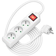 AlzaPower extension cord 230V 3 sockets switch 3m white - Extension Cable