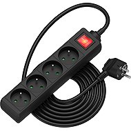 AlzaPower extension cord 230V 4 sockets switch 3m black - Extension Cable