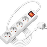 AlzaPower extension cord 230V 4 sockets 3m with switch white - Extension Cable