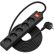 AlzaPower extension cord 230V 5 sockets switch 3m black - Extension Cable