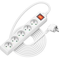 AlzaPower extension cord 230V 5 sockets switch 3m white - Extension Cable