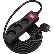AlzaPower extension cord 230V 3 sockets switch 5m black - Extension Cable