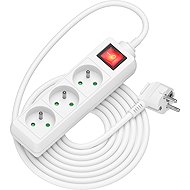 AlzaPower extension cord 230V 3 sockets switch 5m white - Extension Cable