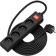 AlzaPower extension cord 230V 4 sockets switch 5m black - Extension Cable