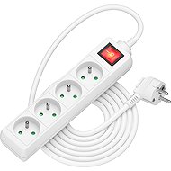 AlzaPower extension cord 230V 4 sockets switch 5m white - Extension Cable