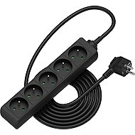 AlzaPower extension cord 230V 5 sockets 2m black - Extension Cable