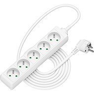 AlzaPower extension cord 230V 5 sockets 2m white - Extension Cable
