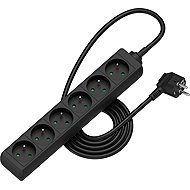AlzaPower extension cord 230V 6 sockets 2m black - Extension Cable