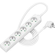 AlzaPower extension cord 230V 6 sockets 2m white - Extension Cable