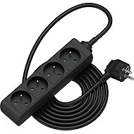 AlzaPower extension cord 230V 4 sockets 3m black - Extension Cable