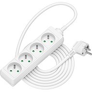 AlzaPower extension cord 230V 4 sockets 3m white - Extension Cable