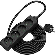 AlzaPower extension cord 230V 4 sockets 5m black - Extension Cable