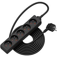 AlzaPower predlžovací prívod 230 V 5 zásuviek 5 m čierny - Predlžovací kábel