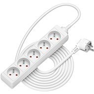 AlzaPower Hosszabbító kábel, 230 V, 5 aljzat, 5 m, fehér - Hosszabbító kábel