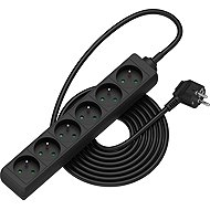 AlzaPower extension cord 230V 6 sockets 5m black - Extension Cable