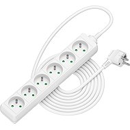 AlzaPower extension cord 230V 6 sockets 5m white - Extension Cable