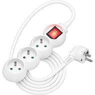 AlzaPower Arc extension lead 230V 3 sockets switch 1.5m white - Extension Cable