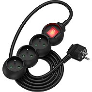 AlzaPower Arc extension cord 230V 3 sockets switch 1.5m black - Extension Cable