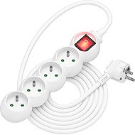 AlzaPower Arc extension lead 230V 4 sockets switch 3m white - Extension Cable